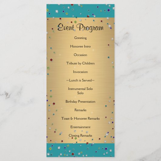 Programm Jewel Confetti Geburtstagsfeier (Rückseite)