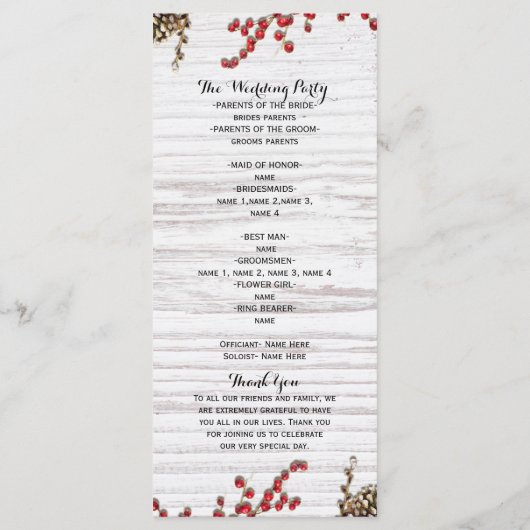 Programm "Land Winter Urlaub Berries & Pine Cone" (Rückseite)