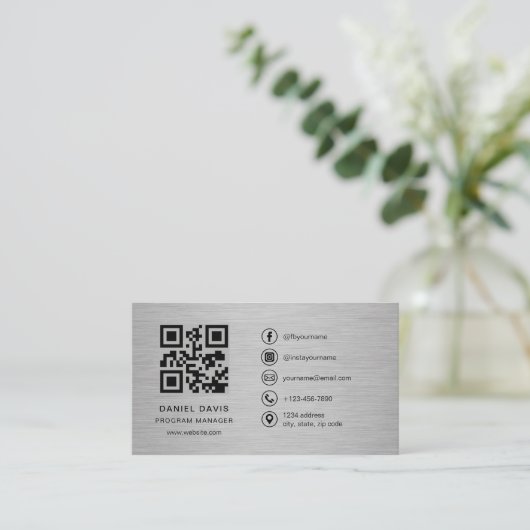 Programm-Manager Metal QR Code Visitenkarte (Stehend Vorderseite)