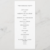 Programm Moderne Hochzeit. (Rückseite)