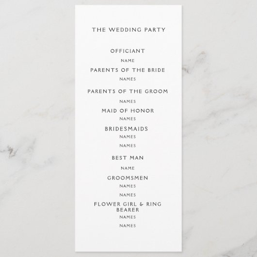 Programm Moderne Hochzeit. (Rückseite)