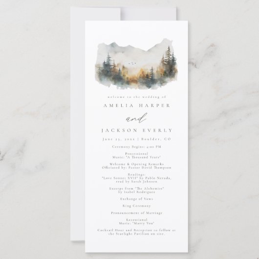 Programm "Outdoor Mountain Wedding Order of Events (Vorderseite)