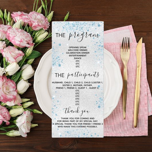 Programm Party Silberblauer Glitzer Staub