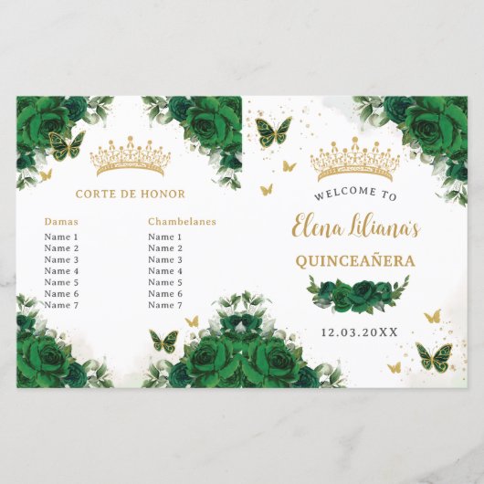 Programm "Quinceañera Emerald Floral Butterfells" (Vorderseite)