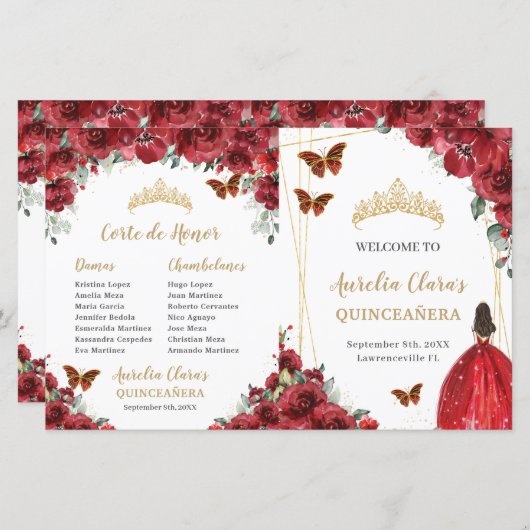 Programm "Red Floral Quinceanera Orderveranstaltun (Vorne/Hinten)
