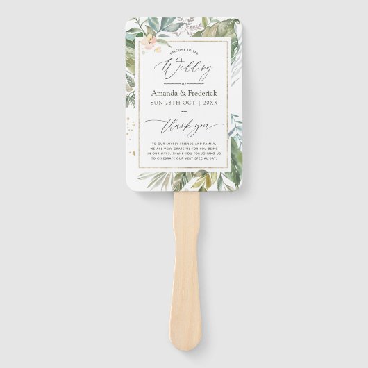 Programm "Serenity Greenery Geometric Wedding" Fächer (Vorderseite)