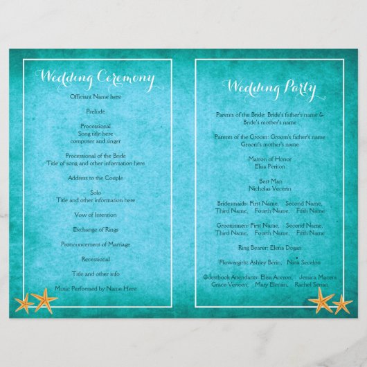 Programm "Starfish pair" (Rückseite)