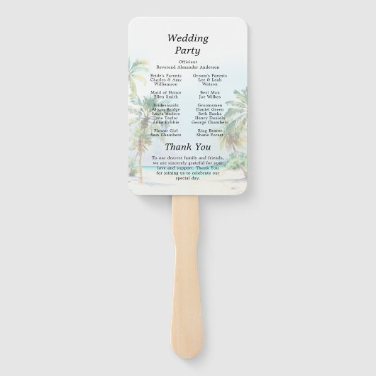 Programm Tropical Beach Hochzeit in Urlaubsort Fächer (Rückseite)