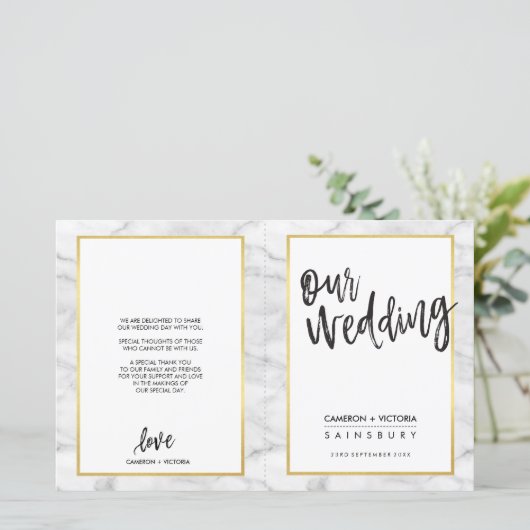 PROGRAMM "WEDDING CEREMONY" Goldgrauer Marmor (Stehend Vorderseite)