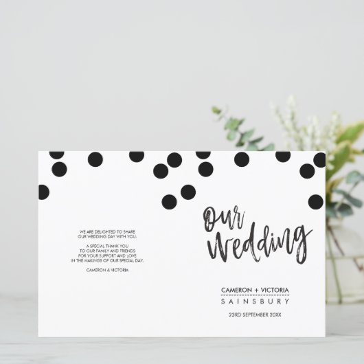 PROGRAMM "WEDING CEREMONY" handgeschriebene schwar (Stehend Vorderseite)