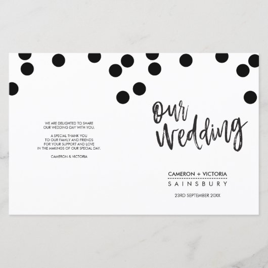 PROGRAMM "WEDING CEREMONY" handgeschriebene schwar (Vorderseite)