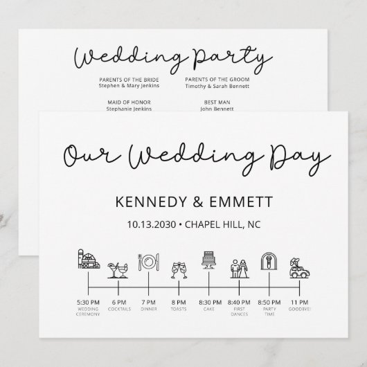 Programm zum Hochzeitstag (Vorne/Hinten)