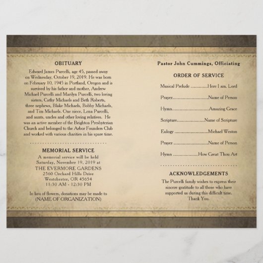 Programm zur Beerdigung von Goldbrunnen (Rückseite)