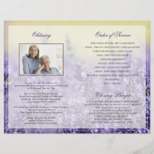 Programm zur Beerdigung von Lavendelfeldern | In L Flyer (Hinten)