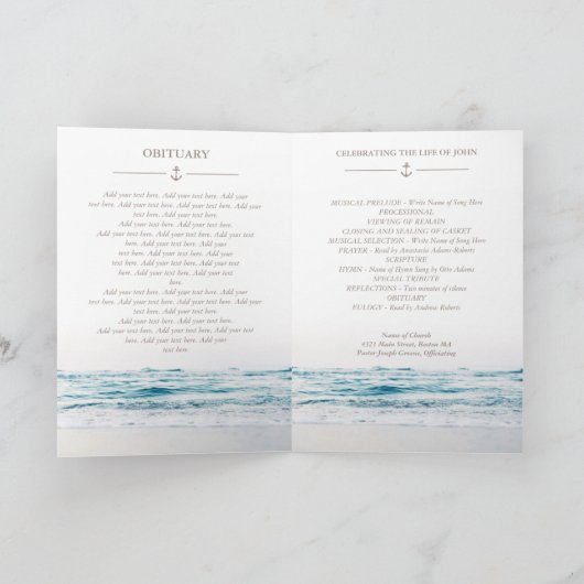 Programm zur Beerdigung von Seewellen (Innenseite)