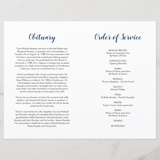 Programm zur Beerdigung von Sonnenblumen (Rückseite)