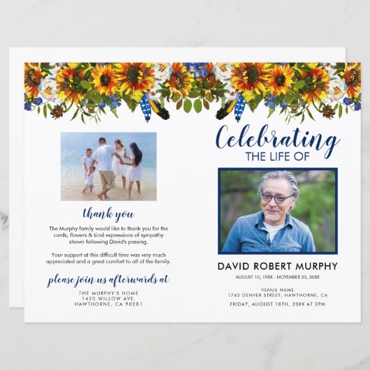 Programm zur Beerdigung von Sonnenblumen (Vorne/Hinten)