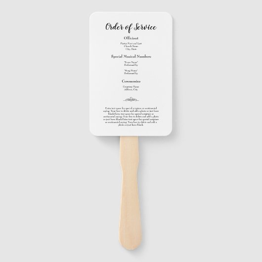 Programm zur Beerdigung von Sonnenblumen Einfaches Fächer (Rückseite)