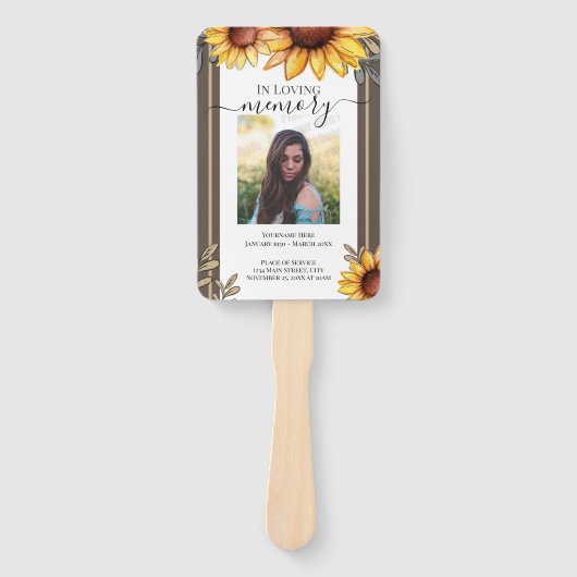 Programm zur Beerdigung von Sonnenblumen Einfaches Fächer (Vorderseite)