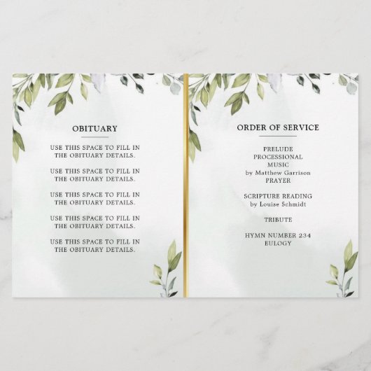 Programm zur botanischen Feier des Lebens (Rückseite)