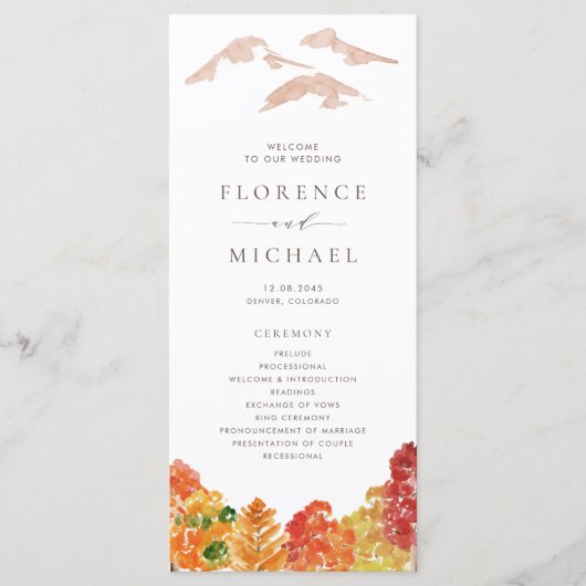 Programm zur Hochzeit im Herbst der Waldlandschaft (Vorderseite)