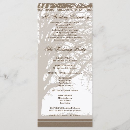 Programm zur Hochzeit im Herbst von Brauneiche (Rückseite)