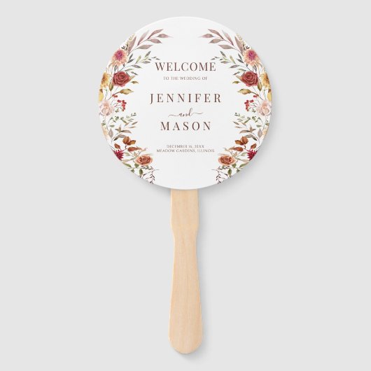 Programm zur Hochzeit im Herbst von Burgund-Blume- Fächer (Vorderseite)