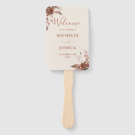 Programm zur Hochzeit im Herbst von rustikalen Blu Fächer (Vorderseite)