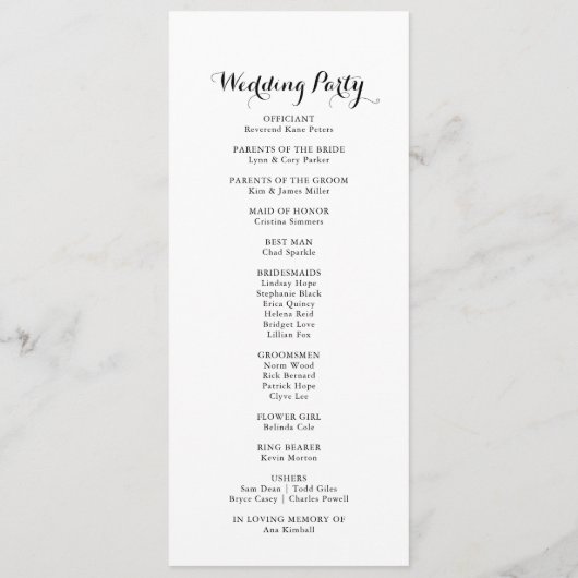 Programm zur Hochzeit in tropischer Vegetation (Rückseite)