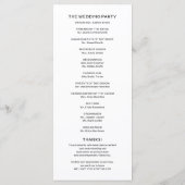 Programm zur Hochzeitseröffnungsfeier (Rückseite)