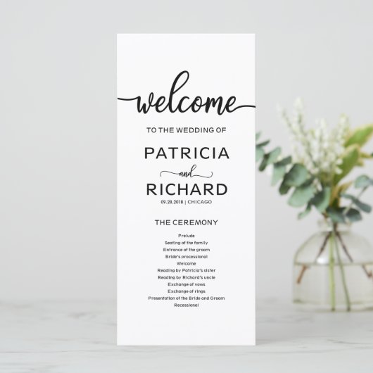 Programm zur Hochzeitseröffnungsfeier (Stehend Vorderseite)