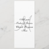 Programm zur Hochzeitskirche Monogram Black & Whit (Rückseite)