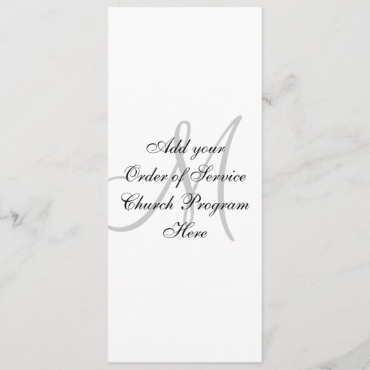 Programm zur Hochzeitskirche Monogram Black & Whit (Rückseite)