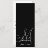Programm zur Hochzeitskirche Monogram Black & Whit (Vorne/Hinten)