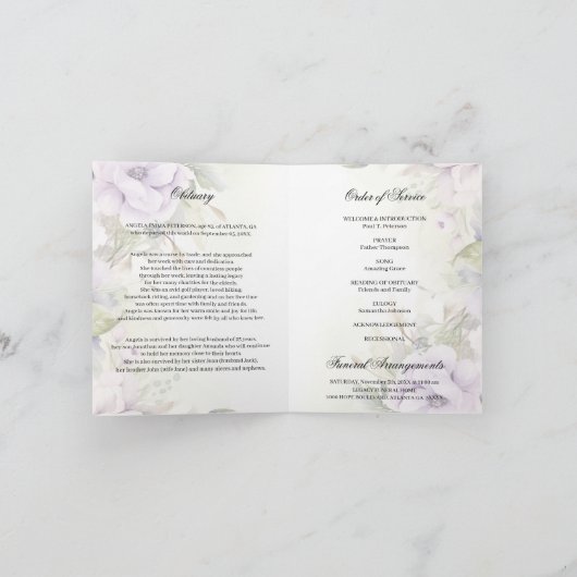 Programm zur Lila Beerdigung von Lavendel | FOTO (Innenseite)