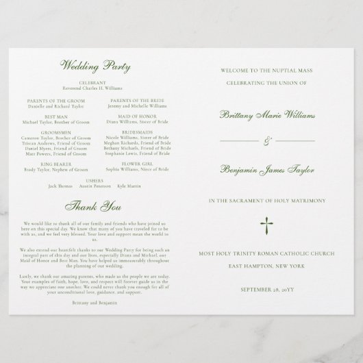 Programm zur Verleihung einer Grünen Katholischen (Vorderseite)