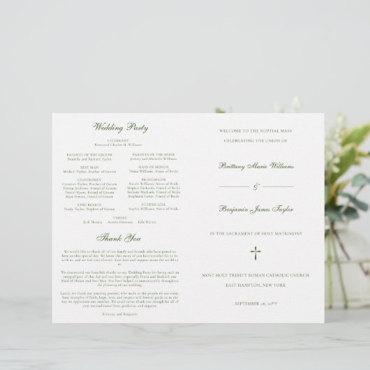 Programm zur Verleihung einer Grünen Katholischen (Stehend Vorderseite)