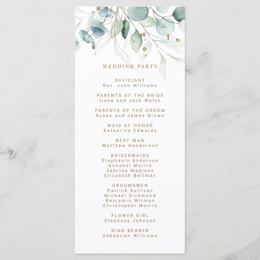 Programm zur Verleihung von Gold und Grünen Botani (Rückseite)