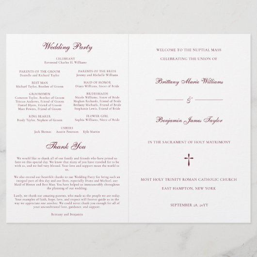 Programm zur Zeremonie auf Burgund (Vorderseite)