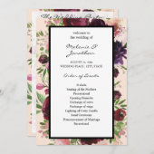 Programm zur Zeremonie auf Burgund-Flora-Hochzeit (Vorne/Hinten)