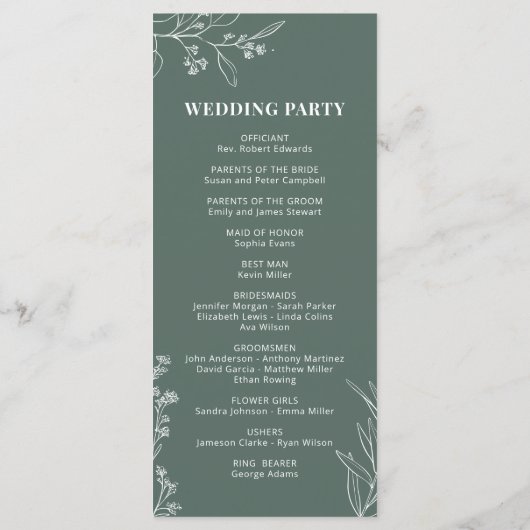 Programm zur Zeremonie der grünen Blüte (Rückseite)