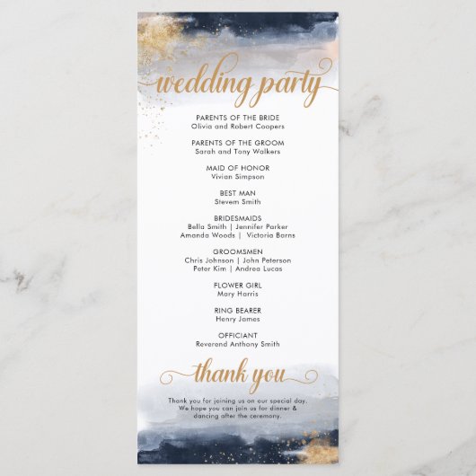 Programm zur Zeremonie der Marine und des Goldes (Rückseite)