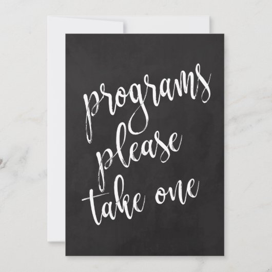 Programme erschwingliche Chalkboard-Hochzeitsskrip (Vorderseite)