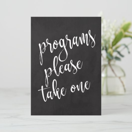 Programme erschwingliche Chalkboard-Hochzeitsskrip (Stehend Vorderseite)