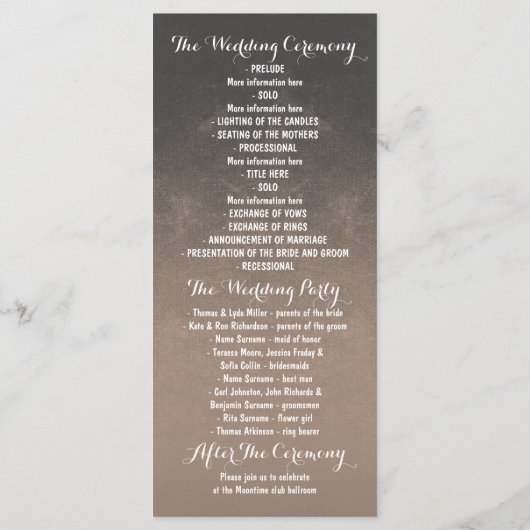 Programme für goldfarbene Blume (Rückseite)