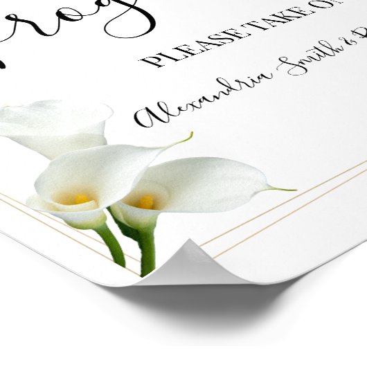 Programme Hochzeit Zeremonie Grüne Calla Lily Sing Poster (Ecke)
