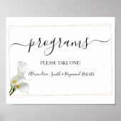 Programme Hochzeit Zeremonie Grüne Calla Lily Sing Poster (Vorne)