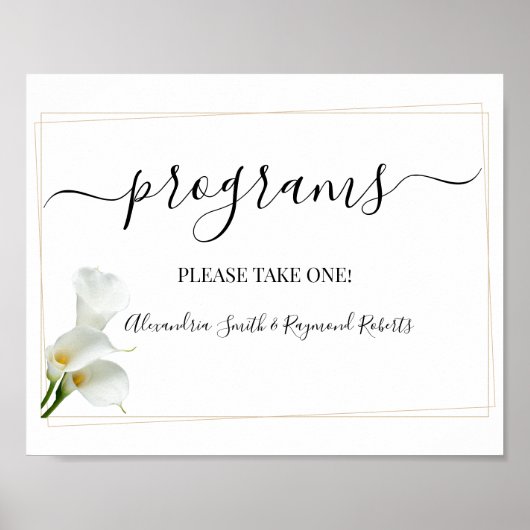 Programme Hochzeit Zeremonie Grüne Calla Lily Sing Poster (Vorne)