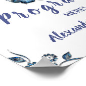 Programme Hochzeitfeier Blaue Blume Unterzeichnung Poster (Ecke)
