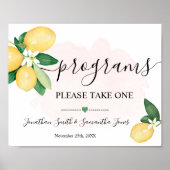 Programme Hochzeitfeier Lemons Pink Sign Poster (Vorne)